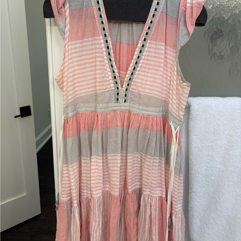 Lemlem Pink and Gray Striped dress medium